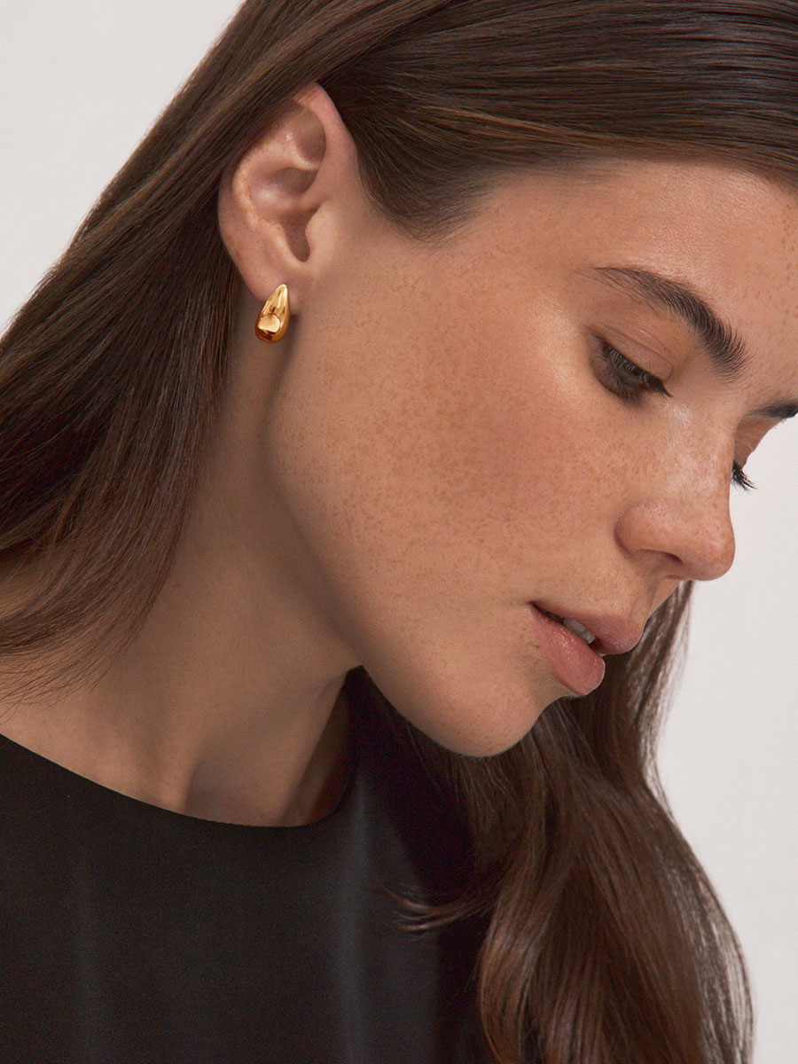 Серьги капли золотые 585 без камней на английском замке 