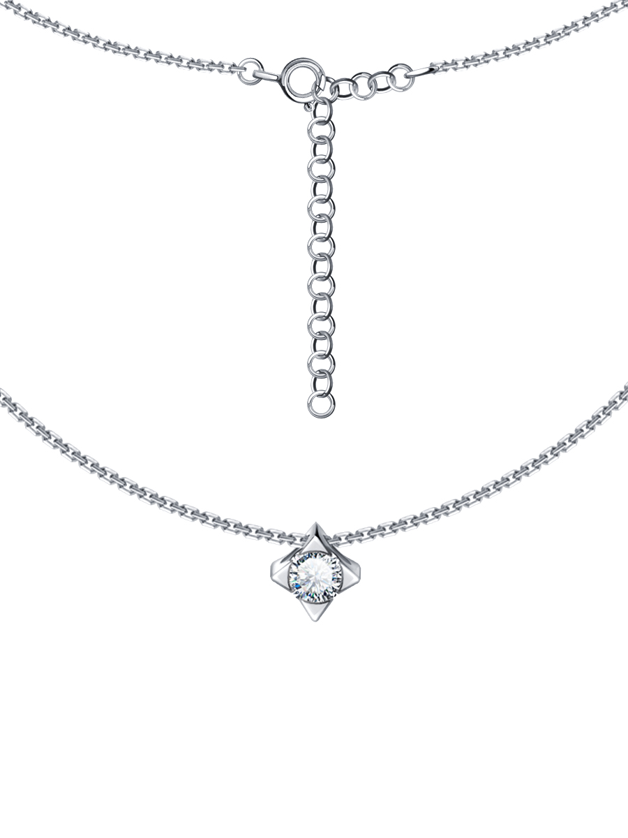 Колье из белого золота 585 с бриллиантом 