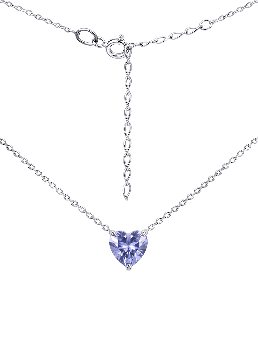 Колье сердце серебряное 925 с кварцем
