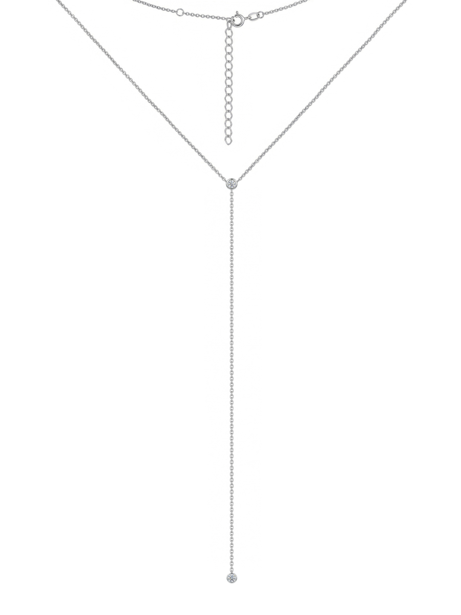 Колье галстук серебряное 925 с фианитами