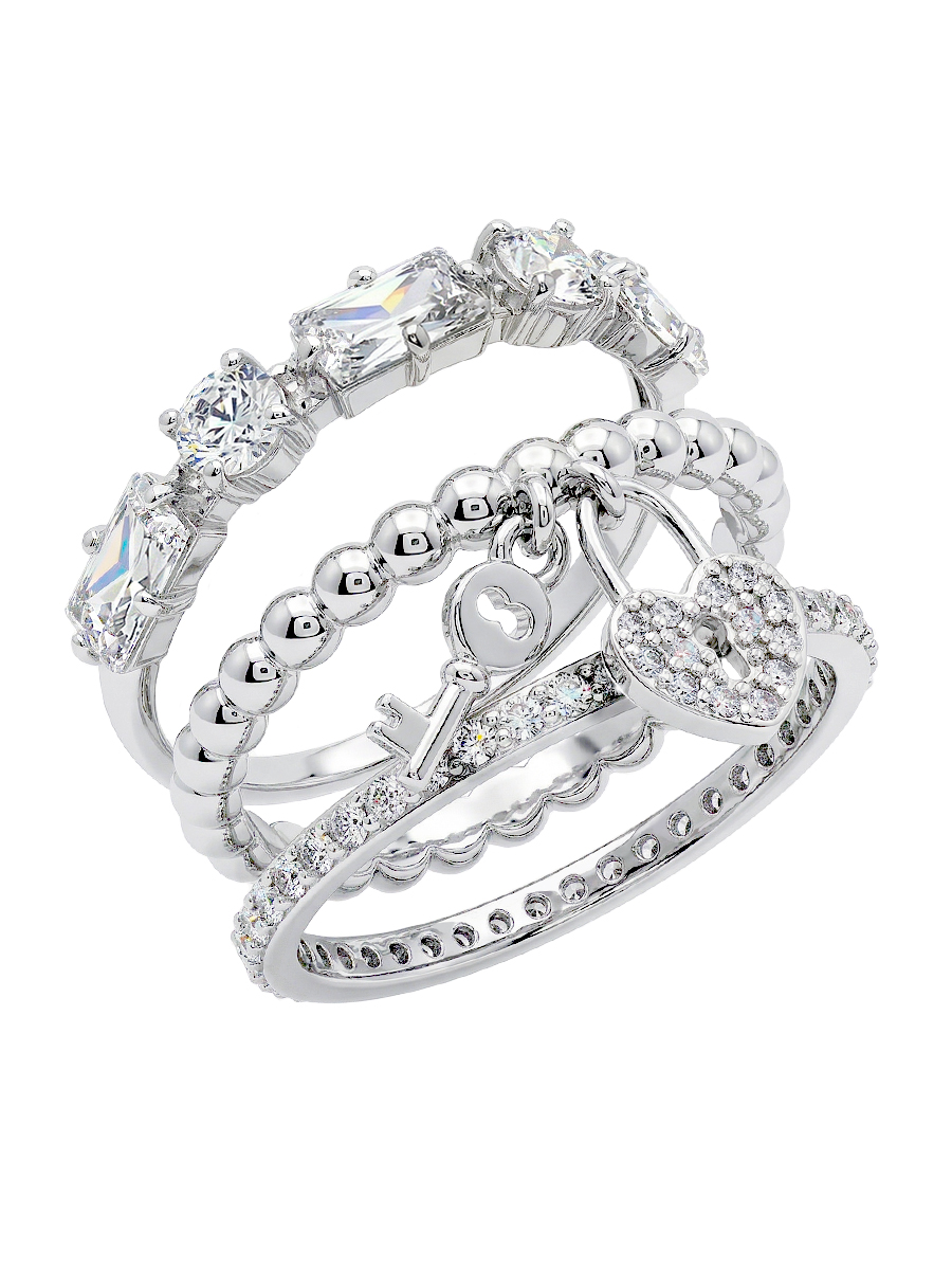 Кольца набор серебряные 925 с фианитами