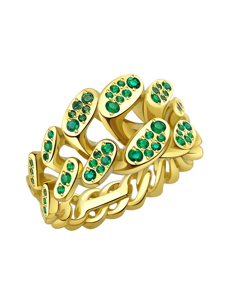 Кольцо золотое 585 с цаворитами 