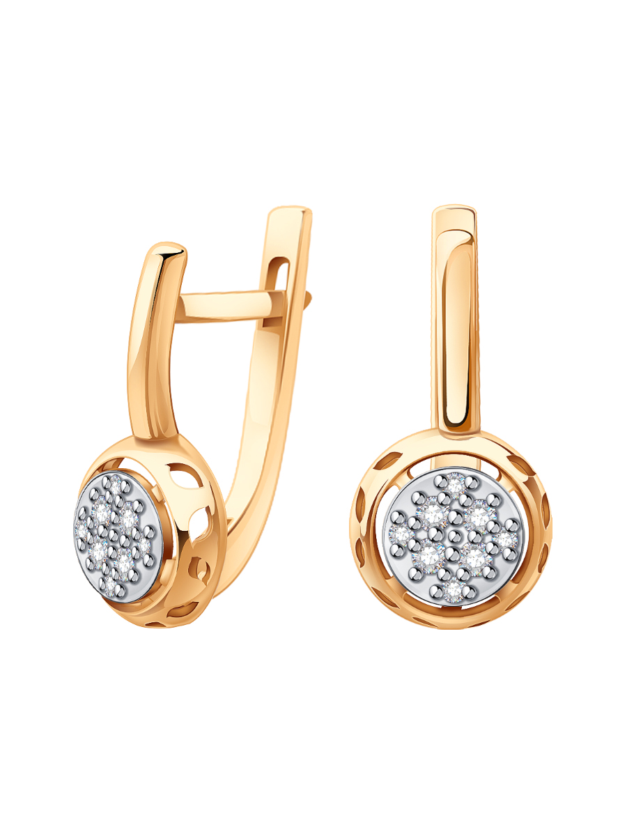 Серьги золотые 585 с фианитами 