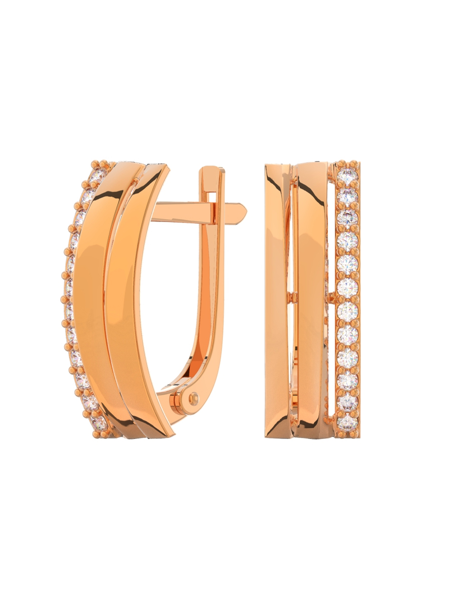 Серьги золотые 585 с камнями фианитами 