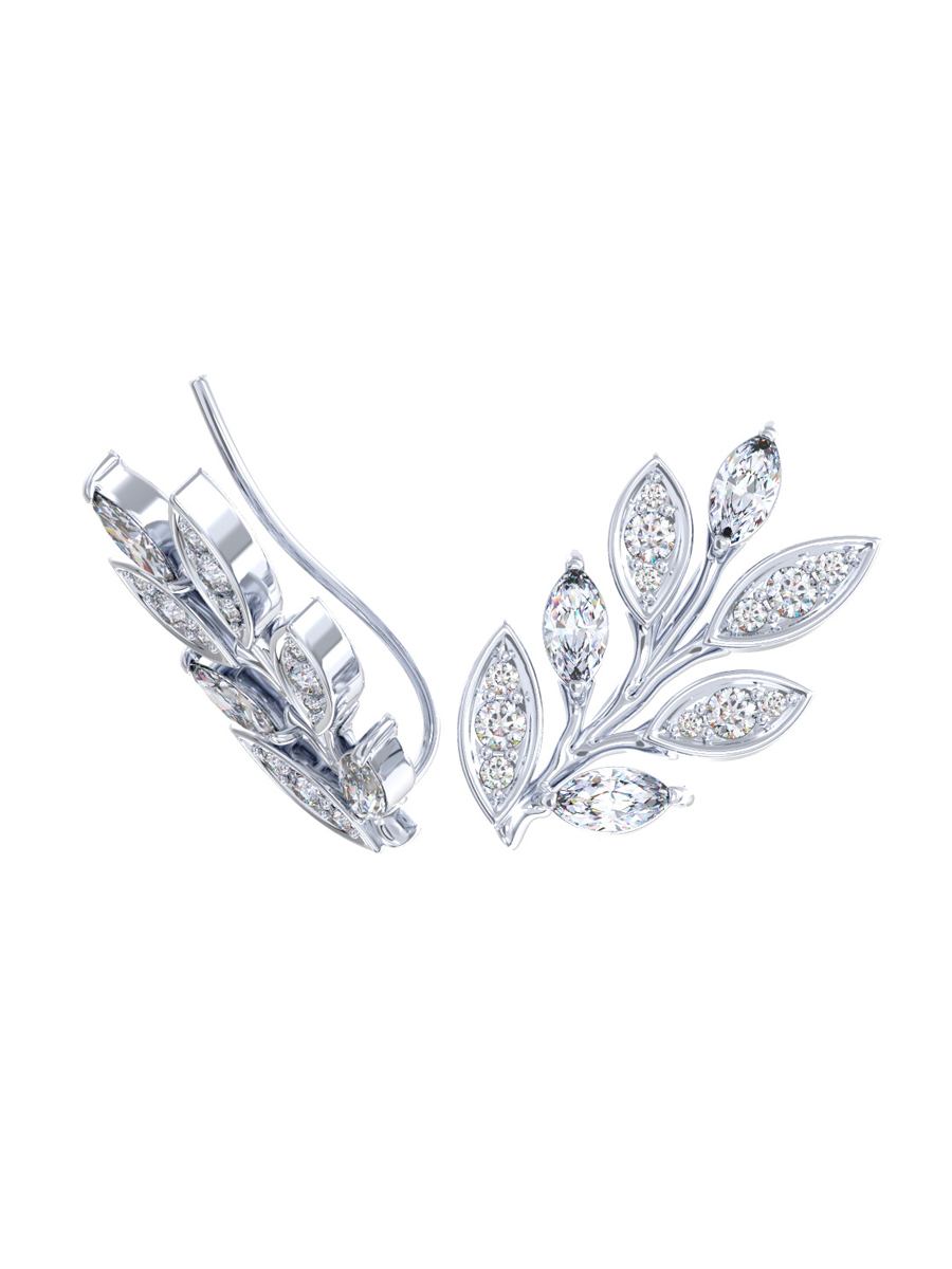 Серьги зажимы (клаймберы) серебряные 925 с фианитами