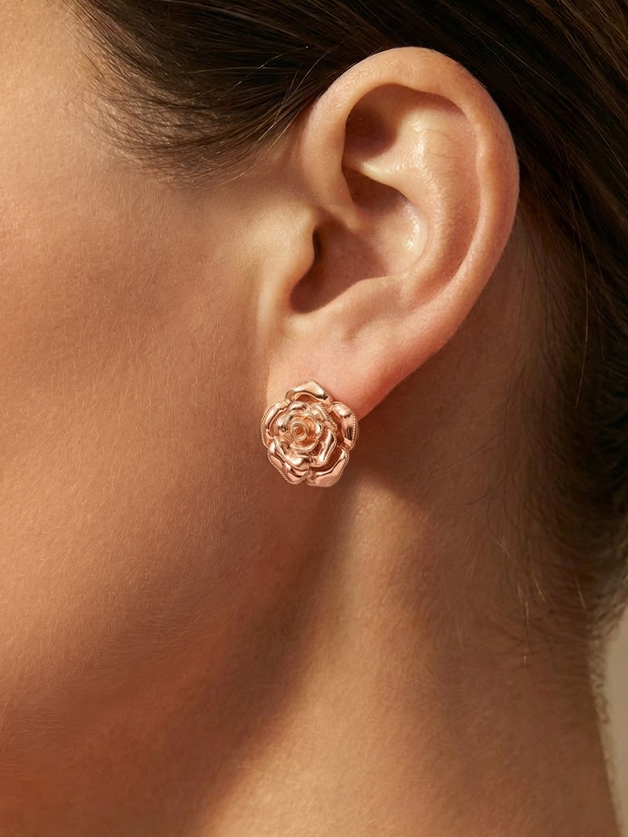 Серьги розы серебряные 925 золочение 