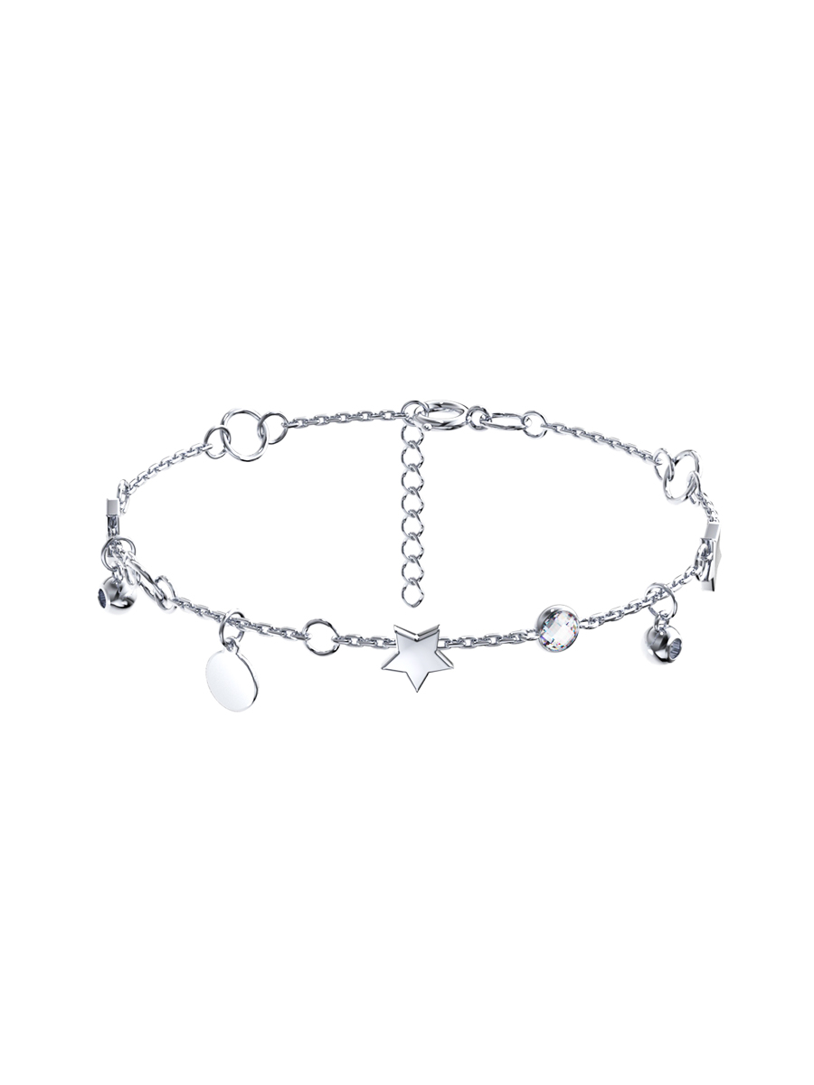 Браслет серебряный женский на руку 925 с подвесками