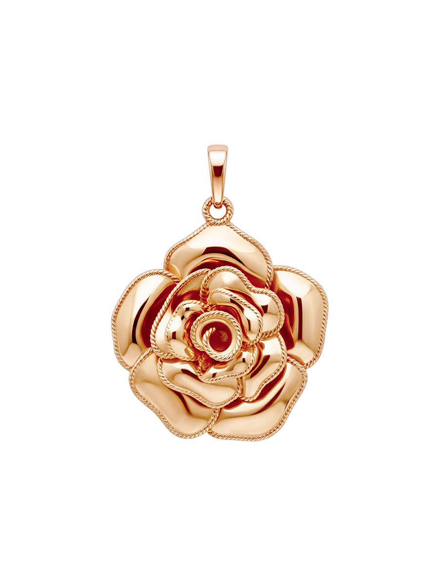 Подвеска роза серебряная 925 с золочением 