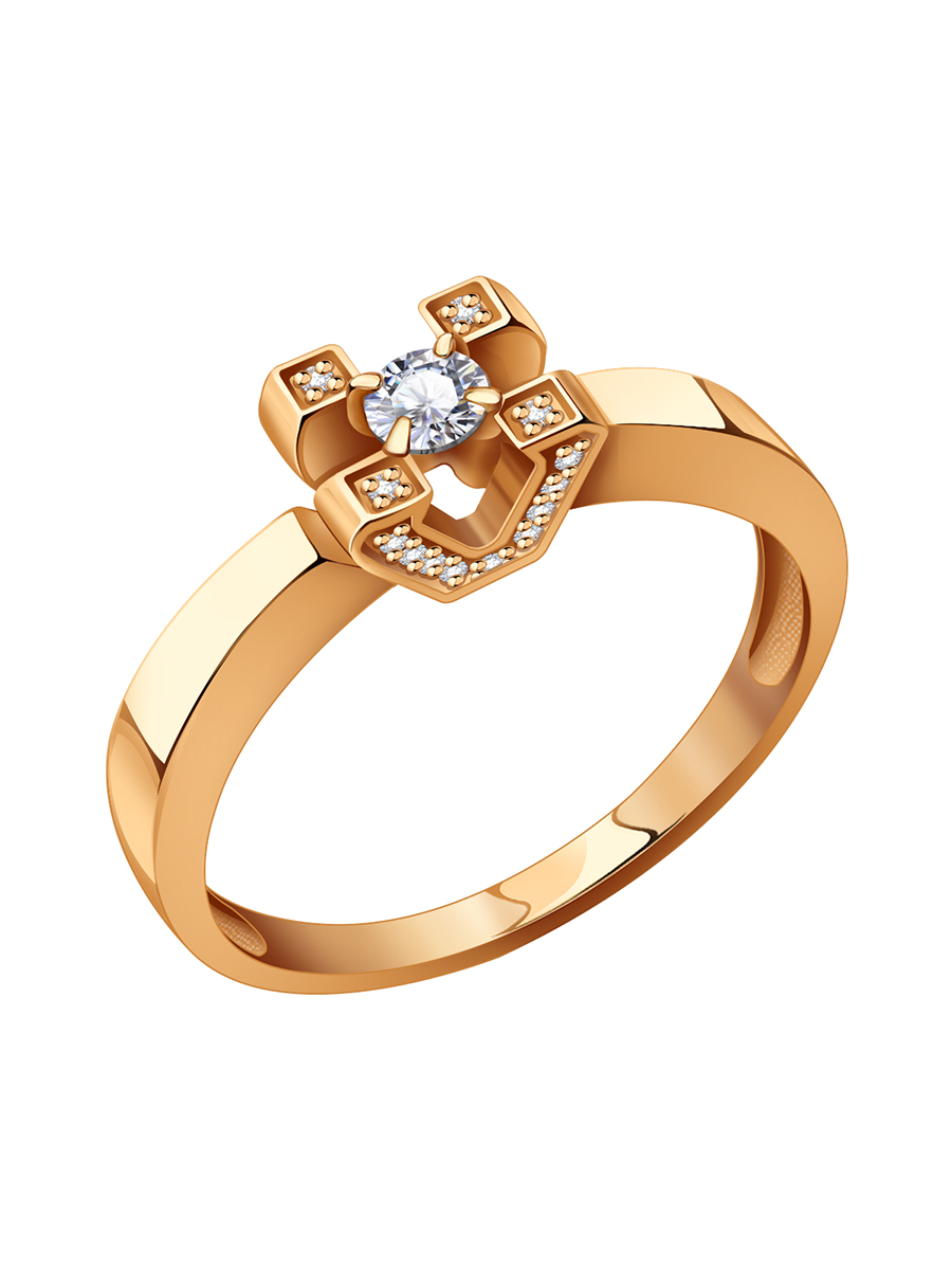 Кольцо золотое 585 с фианитами 