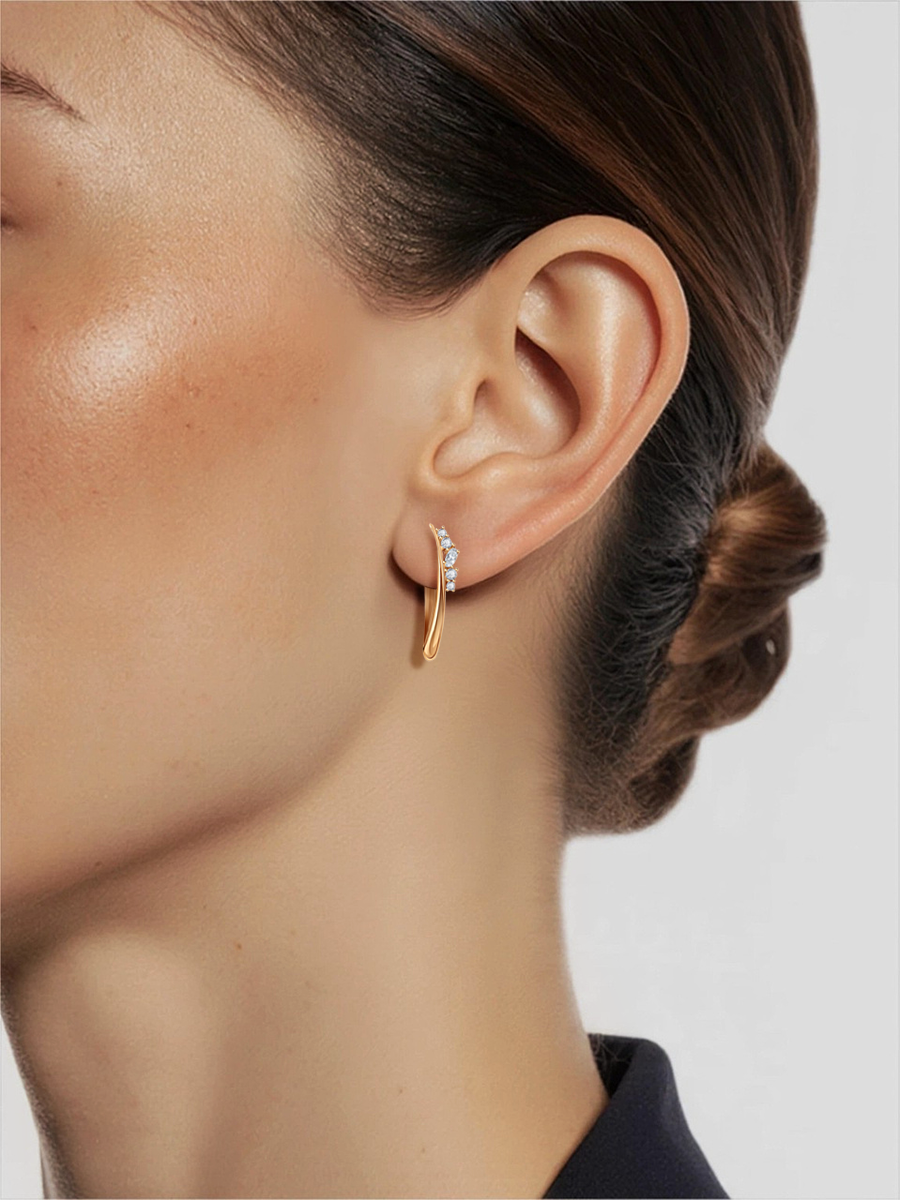 Серьги золотые 585 с камнями фианитами 