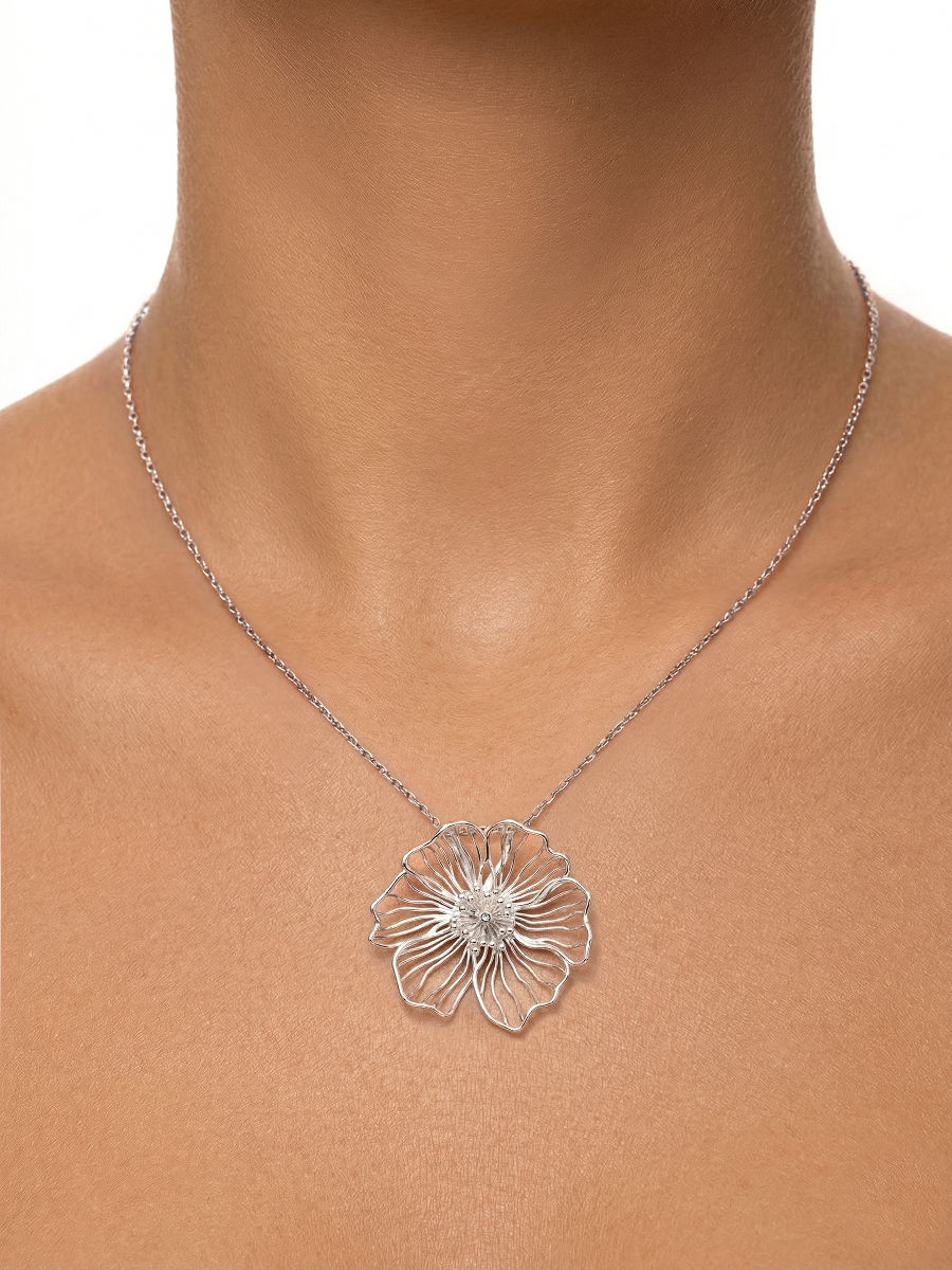 Брошь цветок серебряная 925 