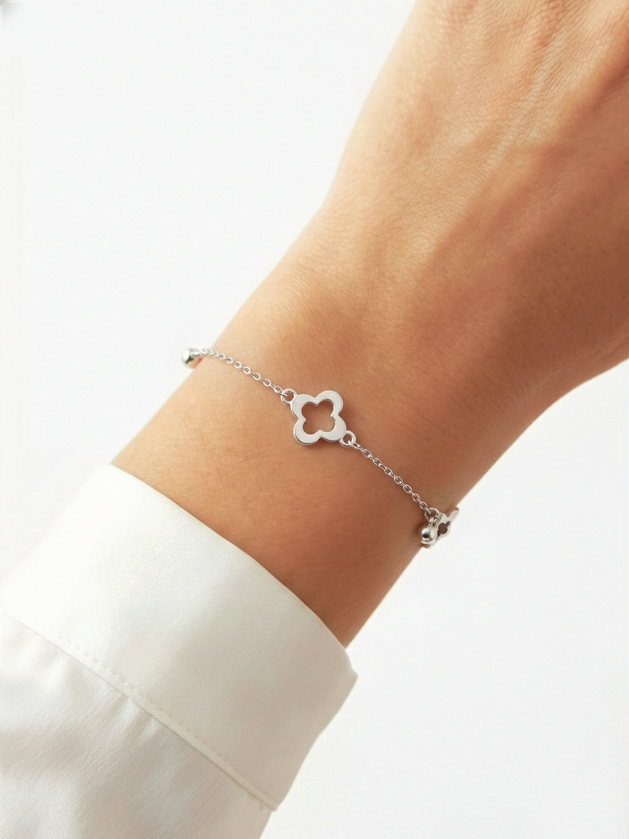Браслет серебряный 925 клевер 