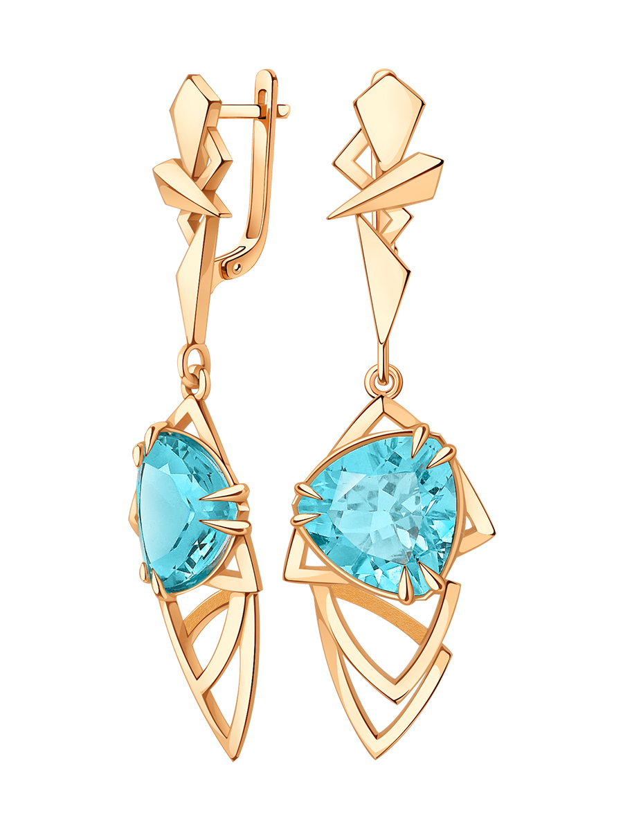 Серьги золотые 585 с голубыми топазами