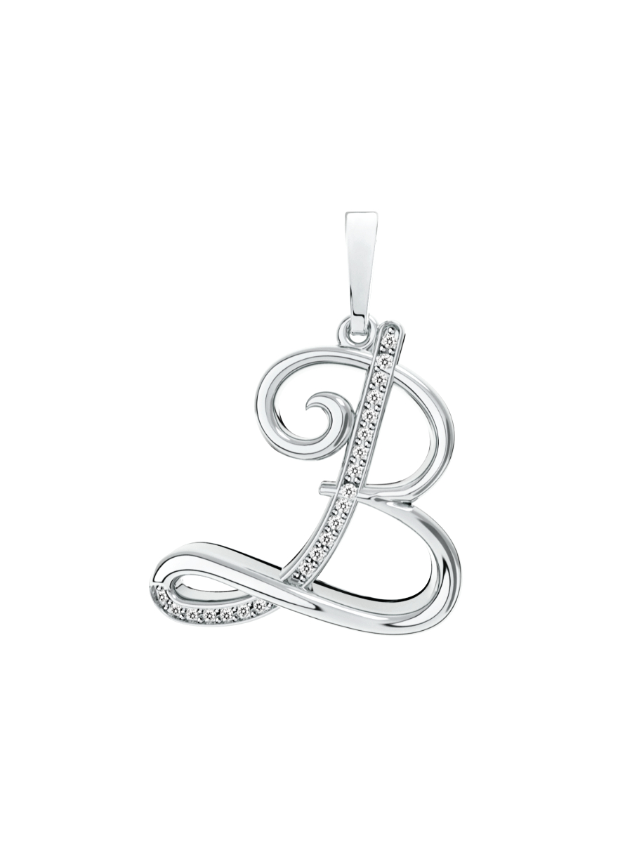 Подвеска буква В из серебра 925
