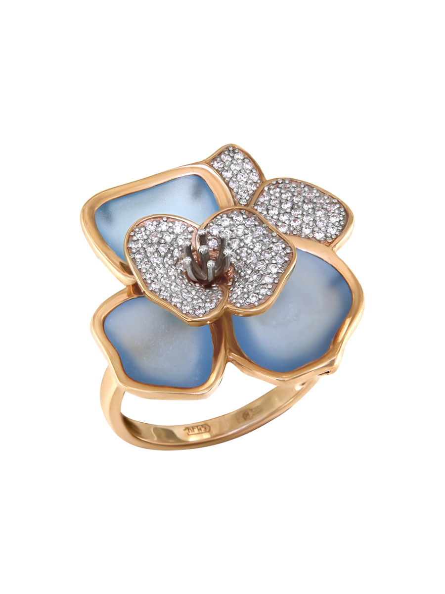 Кольцо эйфория золотое 585 с топазами и бриллиантами