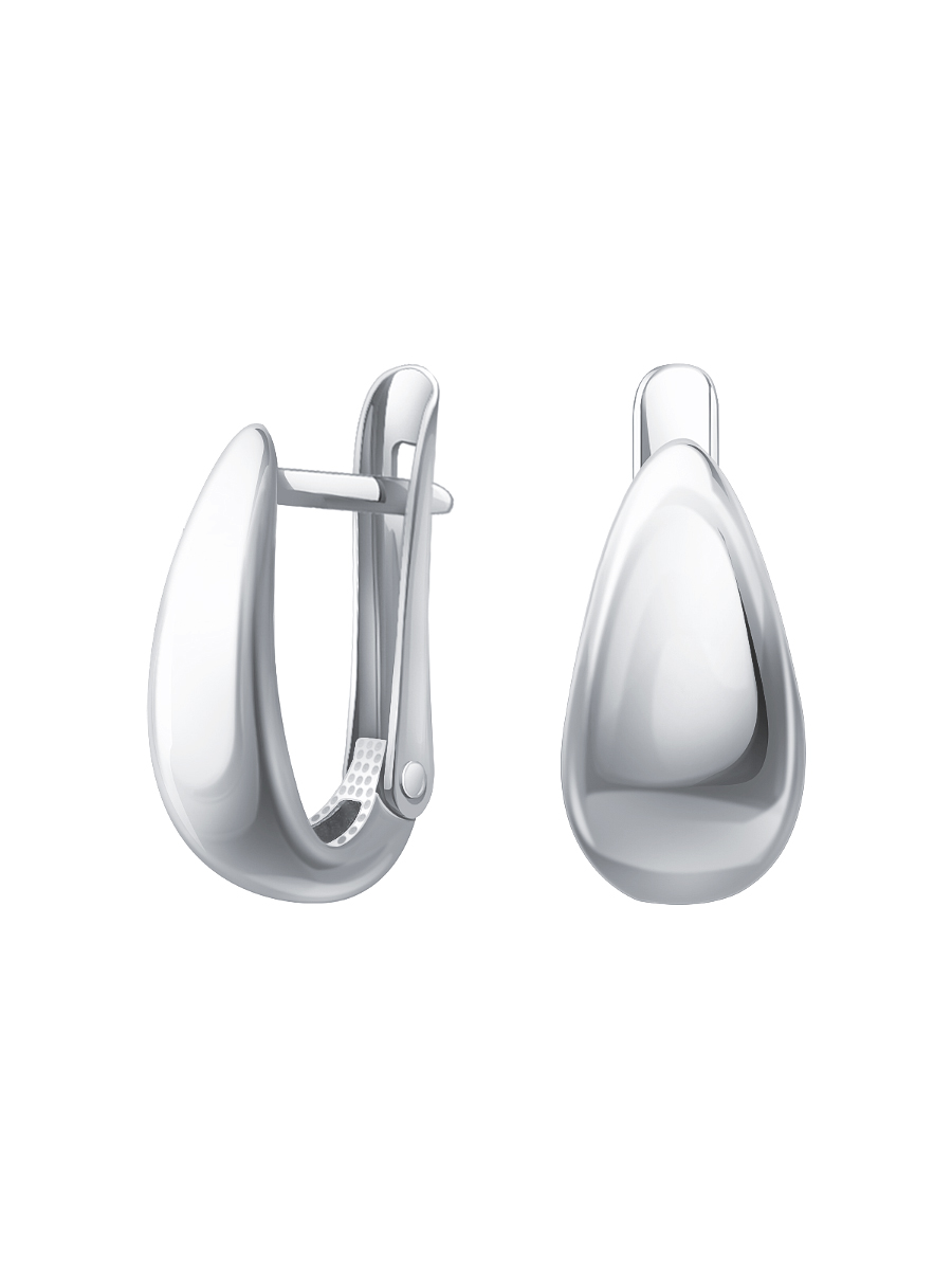 Серьги капли из белого золота 585 без камней 