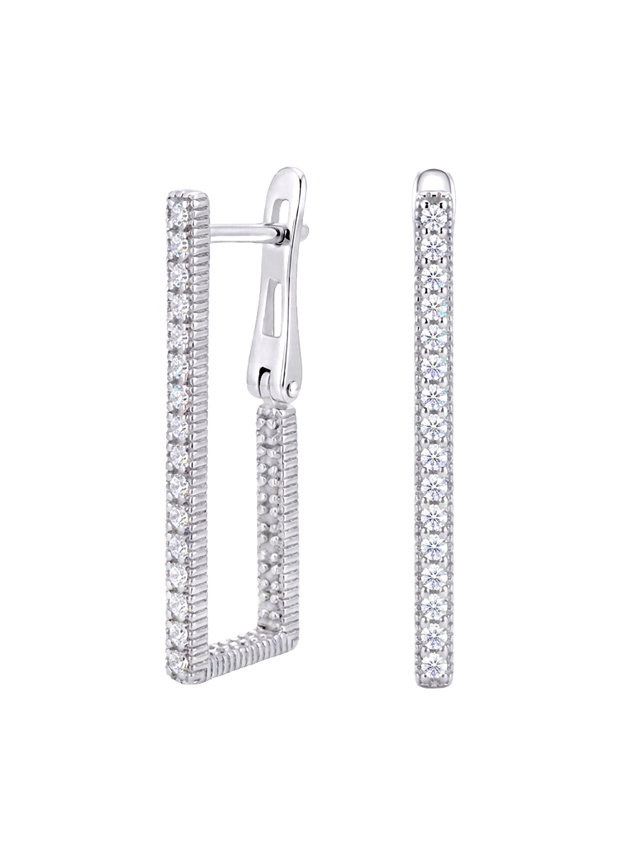 Серьги геометрия из серебра 925 с фианитами