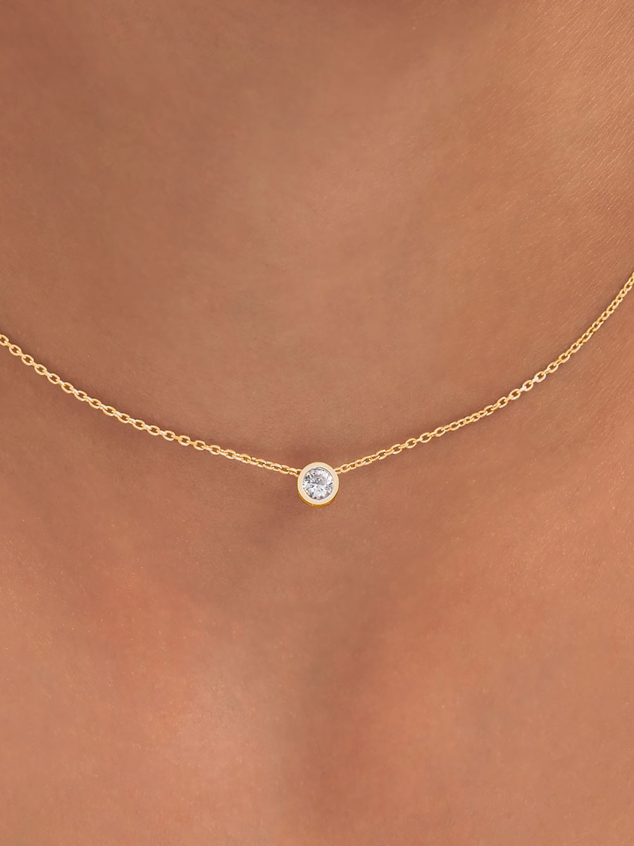 Колье золотое 585 подвеска с крупным фианитом 