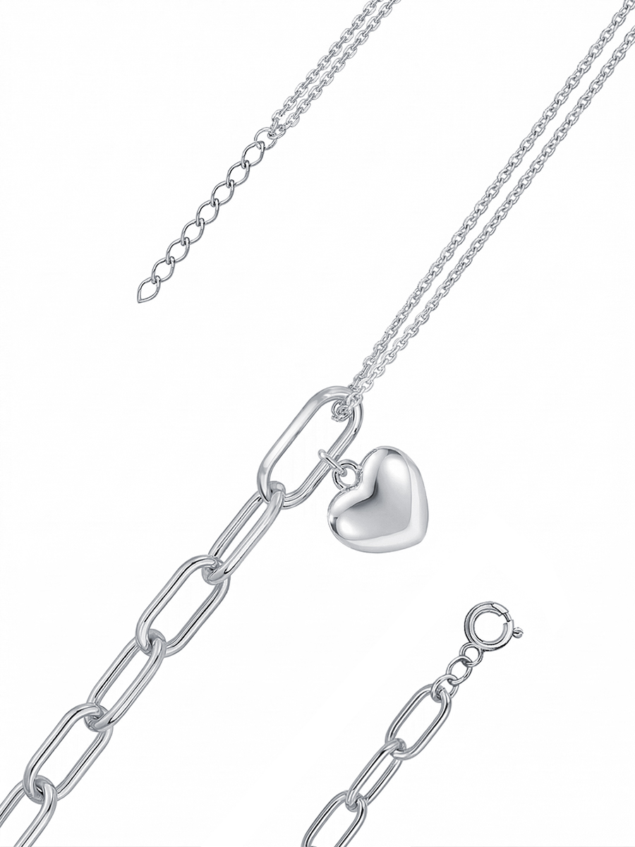 Браслет серебряный 925 с сердцем 