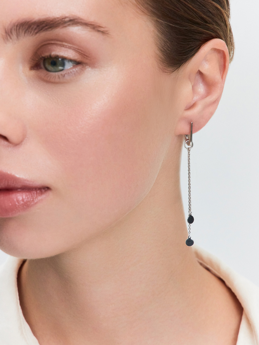 Серьги длинные серебряные 925 с монетками