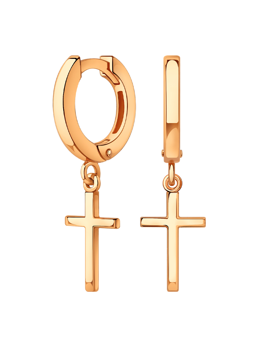 Серьги золотые 585 крестики без камней 