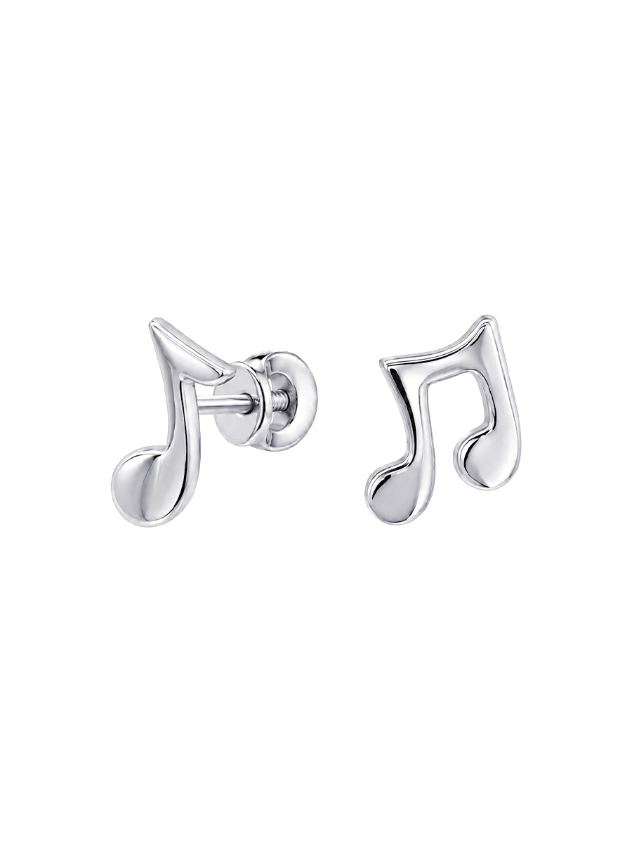 Серьги пусеты серебряные 925 ноты