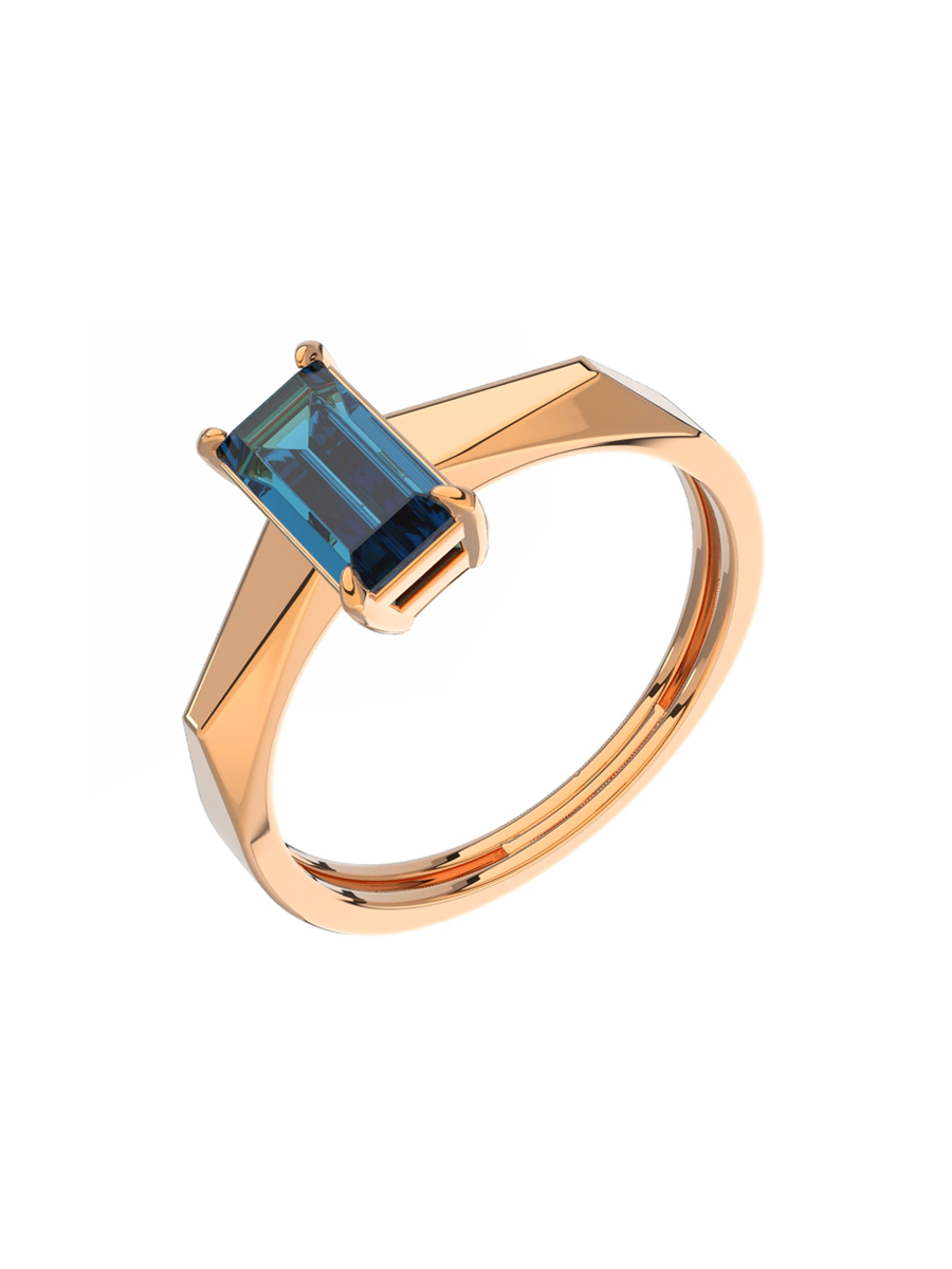Кольцо золотое 585 с лондон‑блю топазом