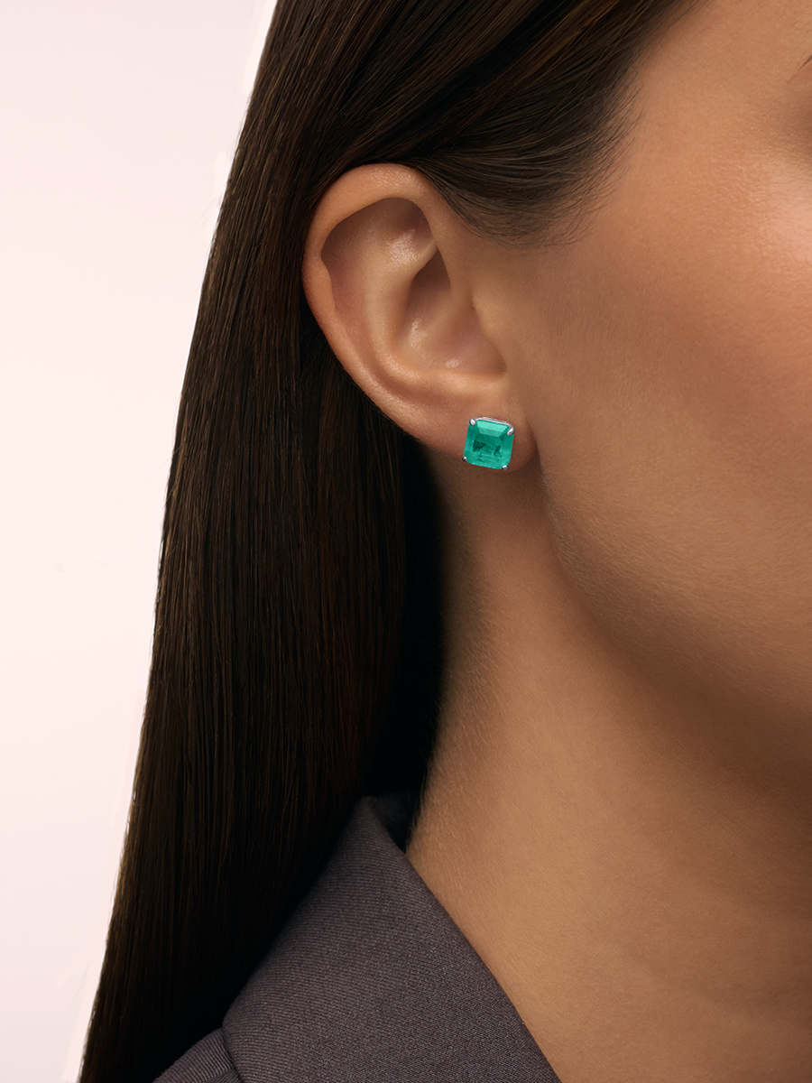 Серьги гвоздики из серебра 925 с горным хрусталем