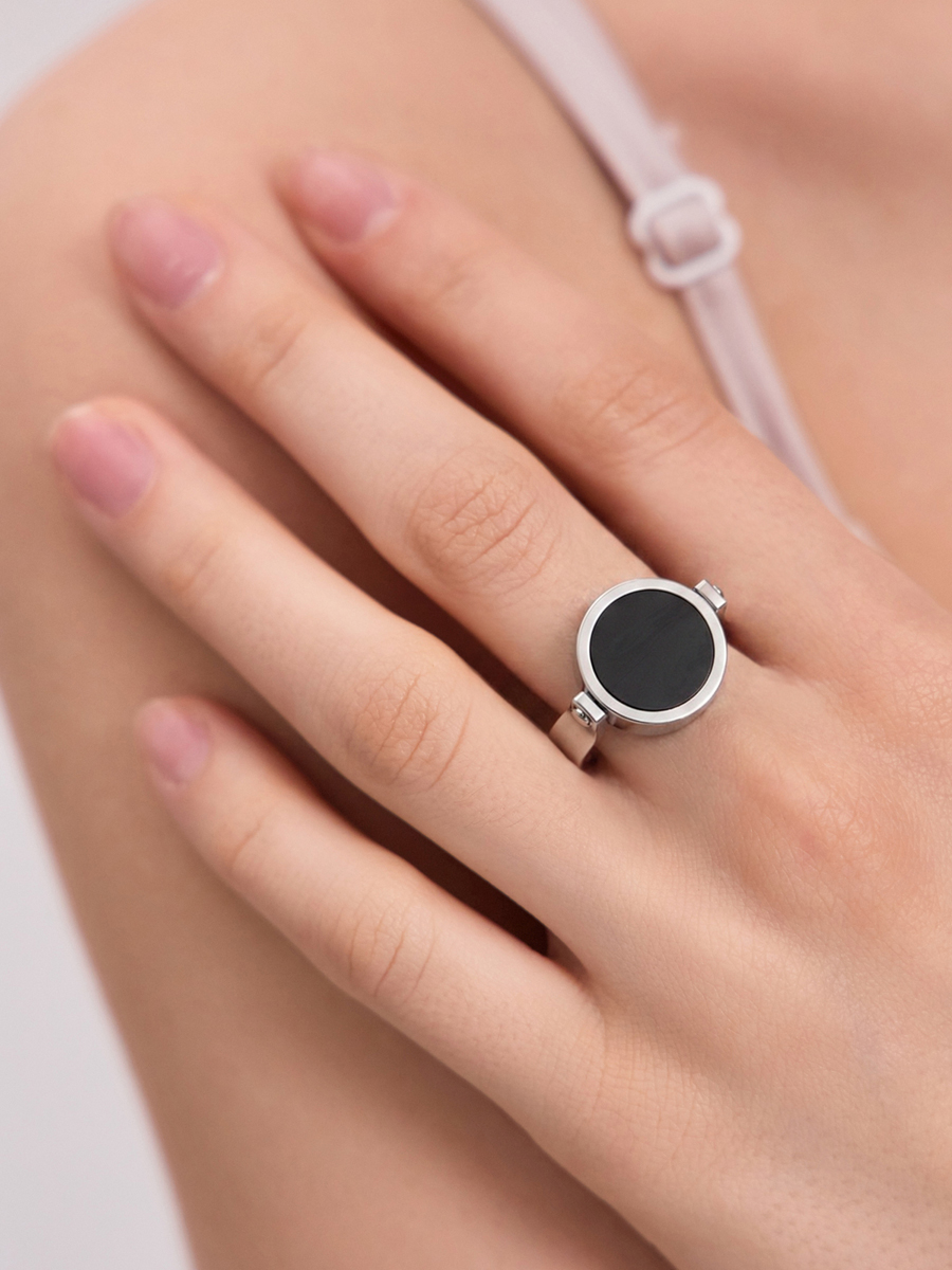 Кольцо серебряное 925 с агатом и перламутром 