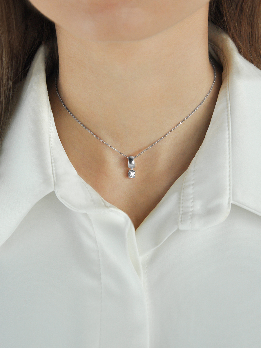 Подвеска из белого золота 585 с бриллиантом