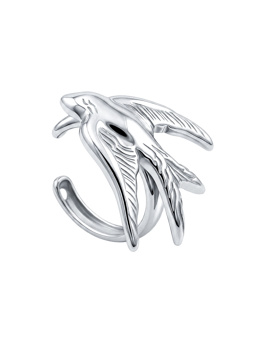 Серьга-каффа серебряная 925 ласточка 