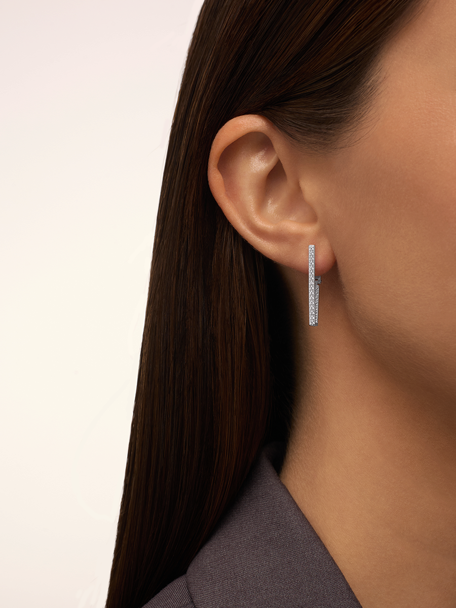 Серьги геометрия из серебра 925 с фианитами