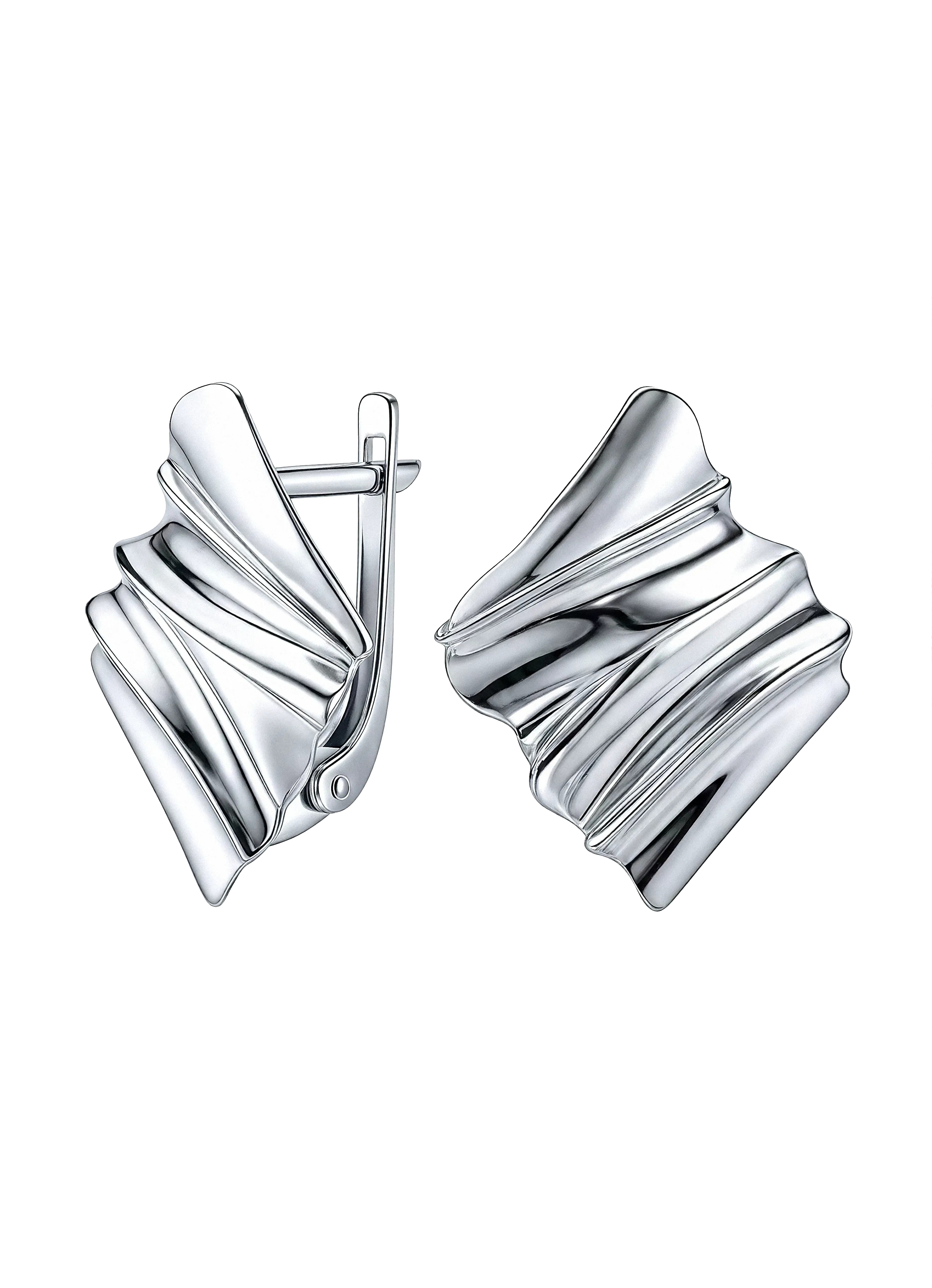 Серьги серебряные 925 мятый металл 