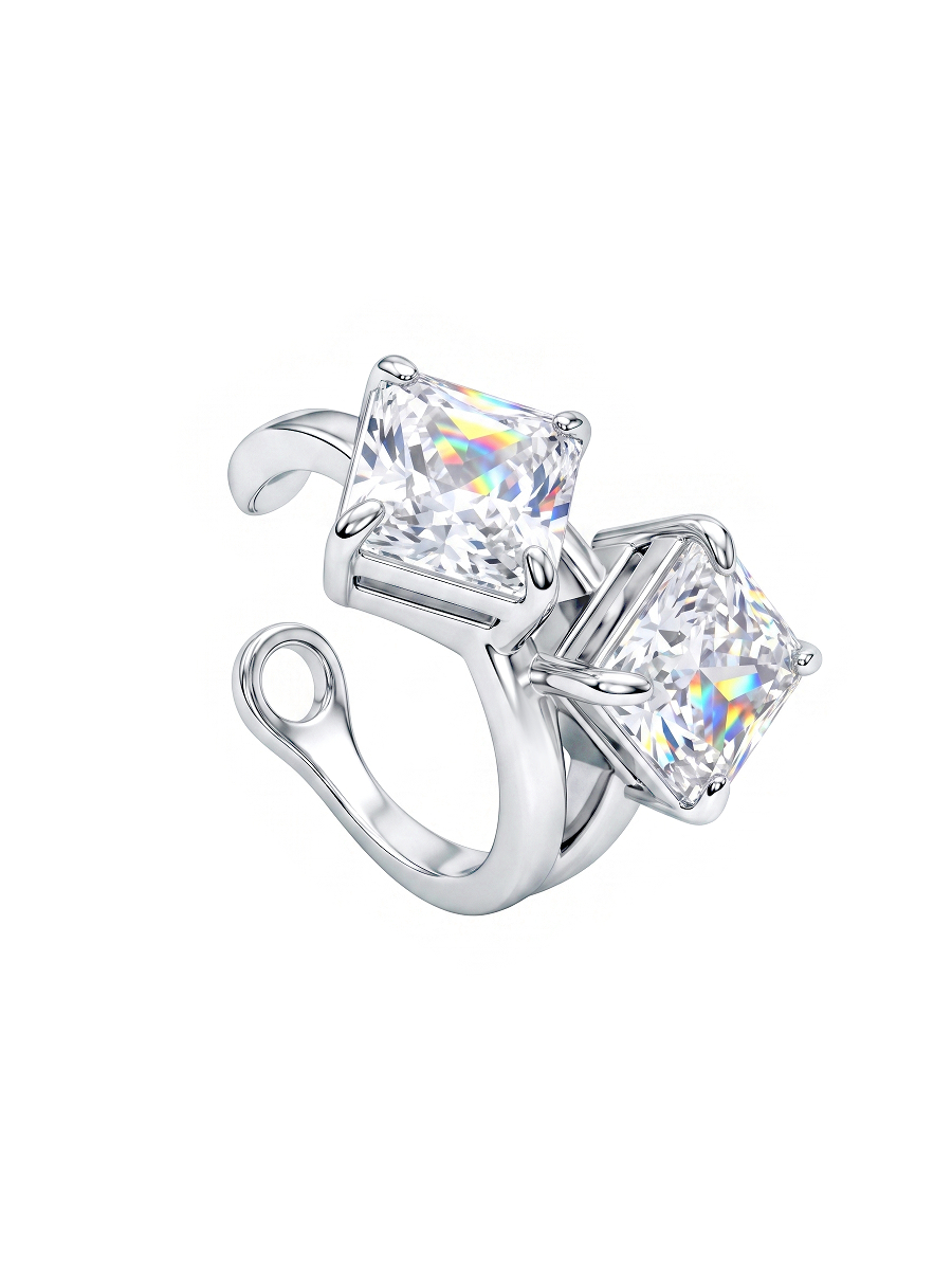 Серьга-каффа серебряная 925 с фианитами