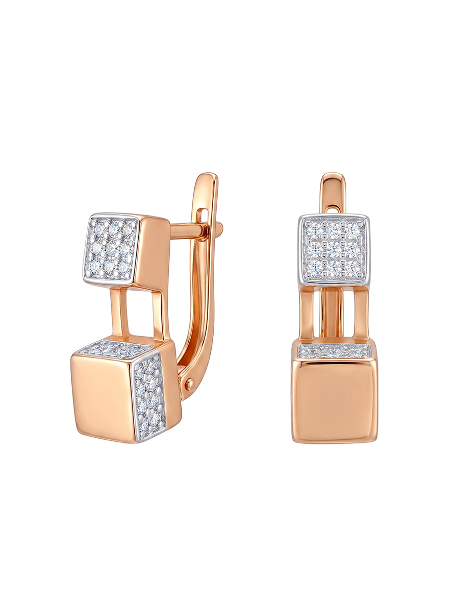 Серьги золотые 585 с фианитами 