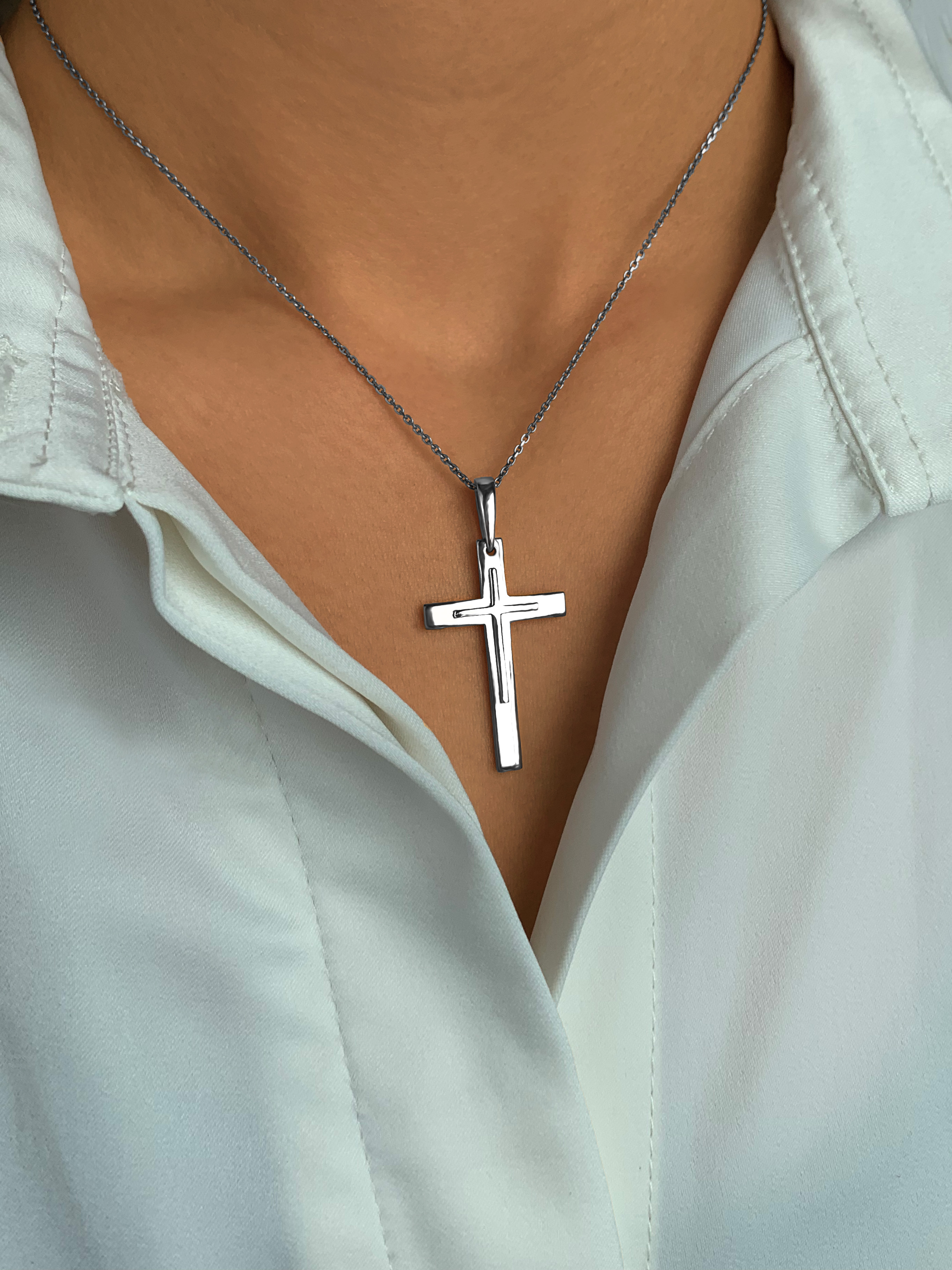 Подвеска крестик серебряный 925 без камней