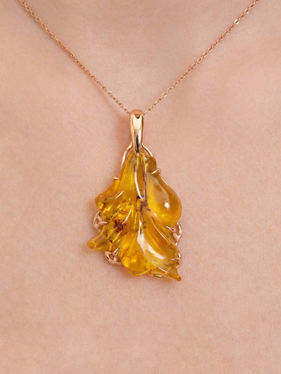 Подвеска золотая 585 с янтарем 