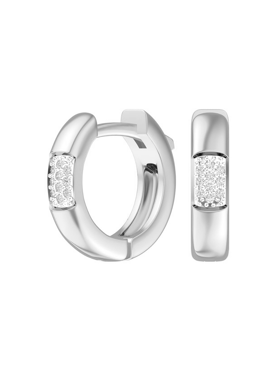 Серьги кольца серебряные 925 с фианитами