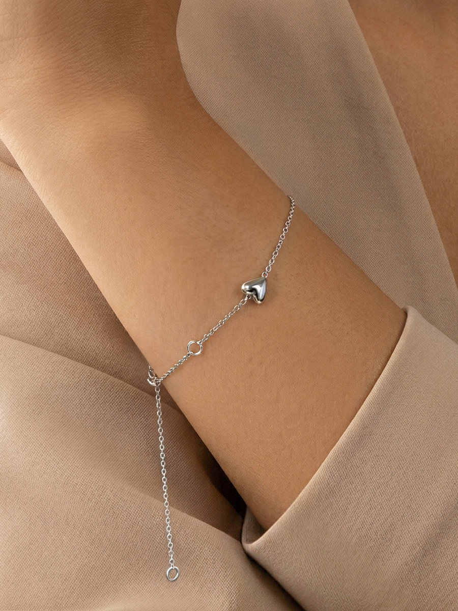 Браслет серебряный 925 сердце 