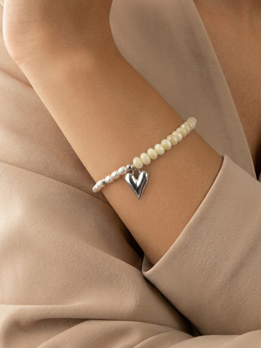 Браслет серебряный 925 с жемчугом и перламутром