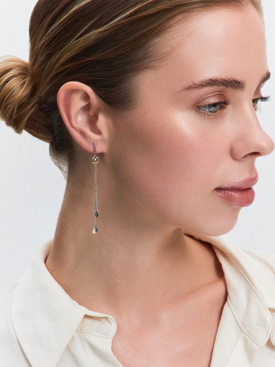 Серьги длинные серебряные 925 с монетками
