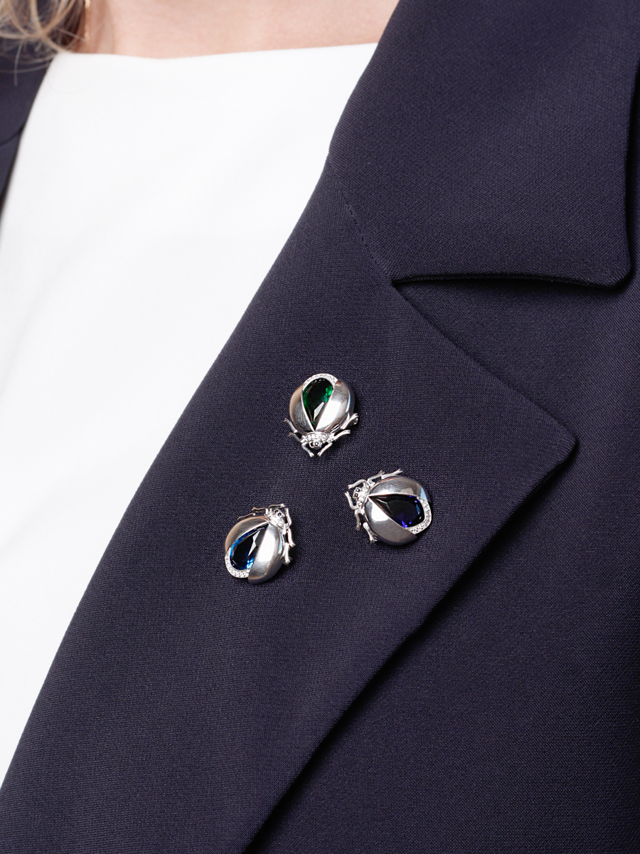 Брошь жук скарабей из серебра 925