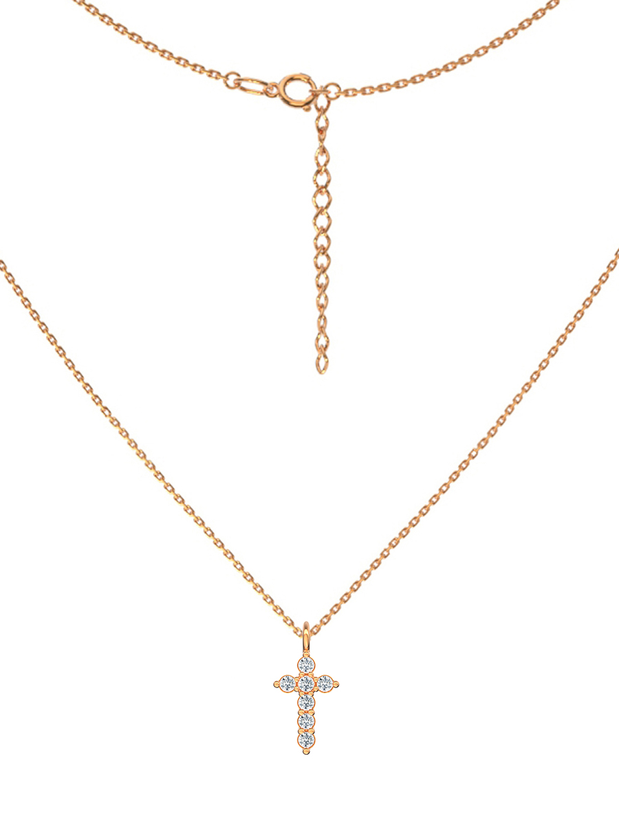 Колье золотое 585 подвеска крестик с фианитами 