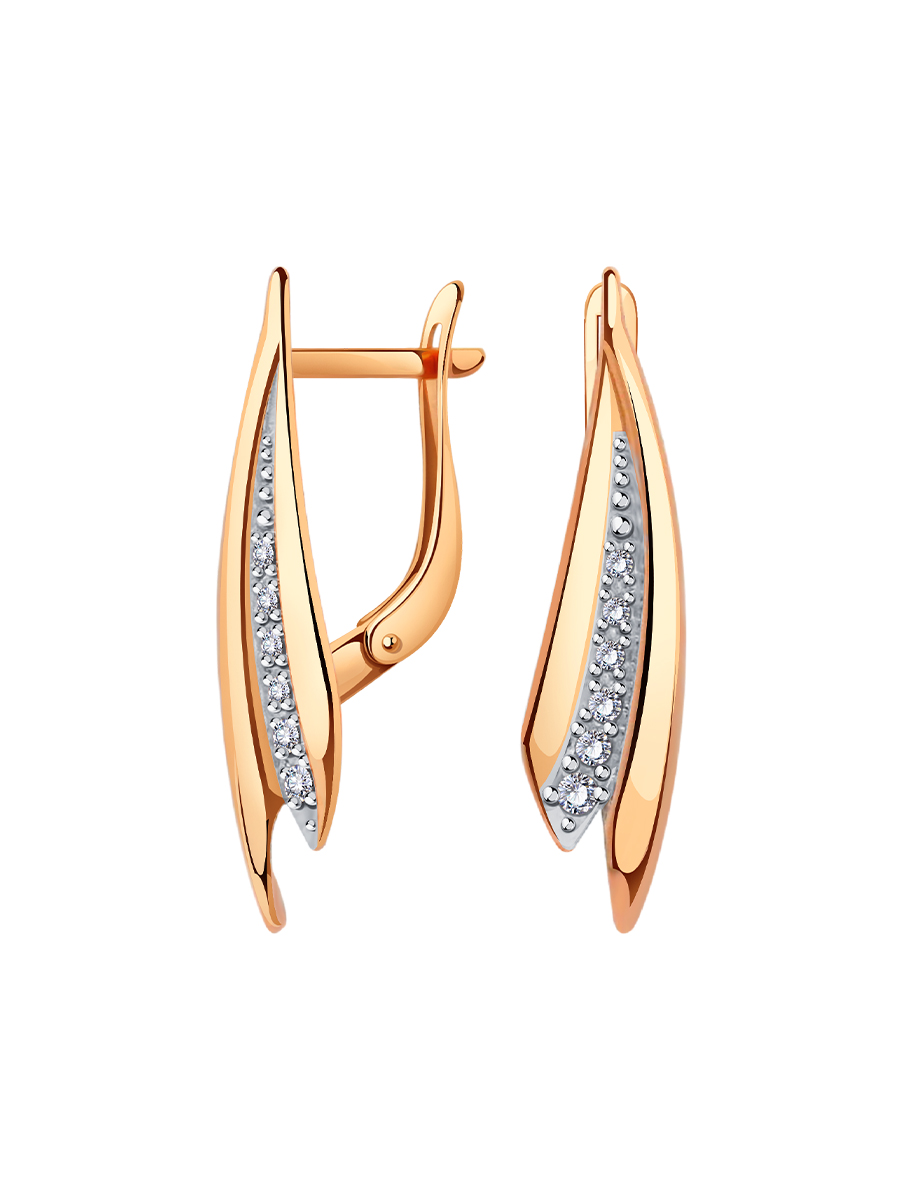 Серьги золотые 585 с фианитами 