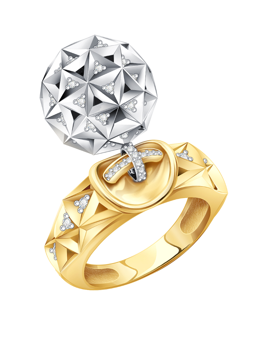 Кольцо золотое 585 с бриллиантами