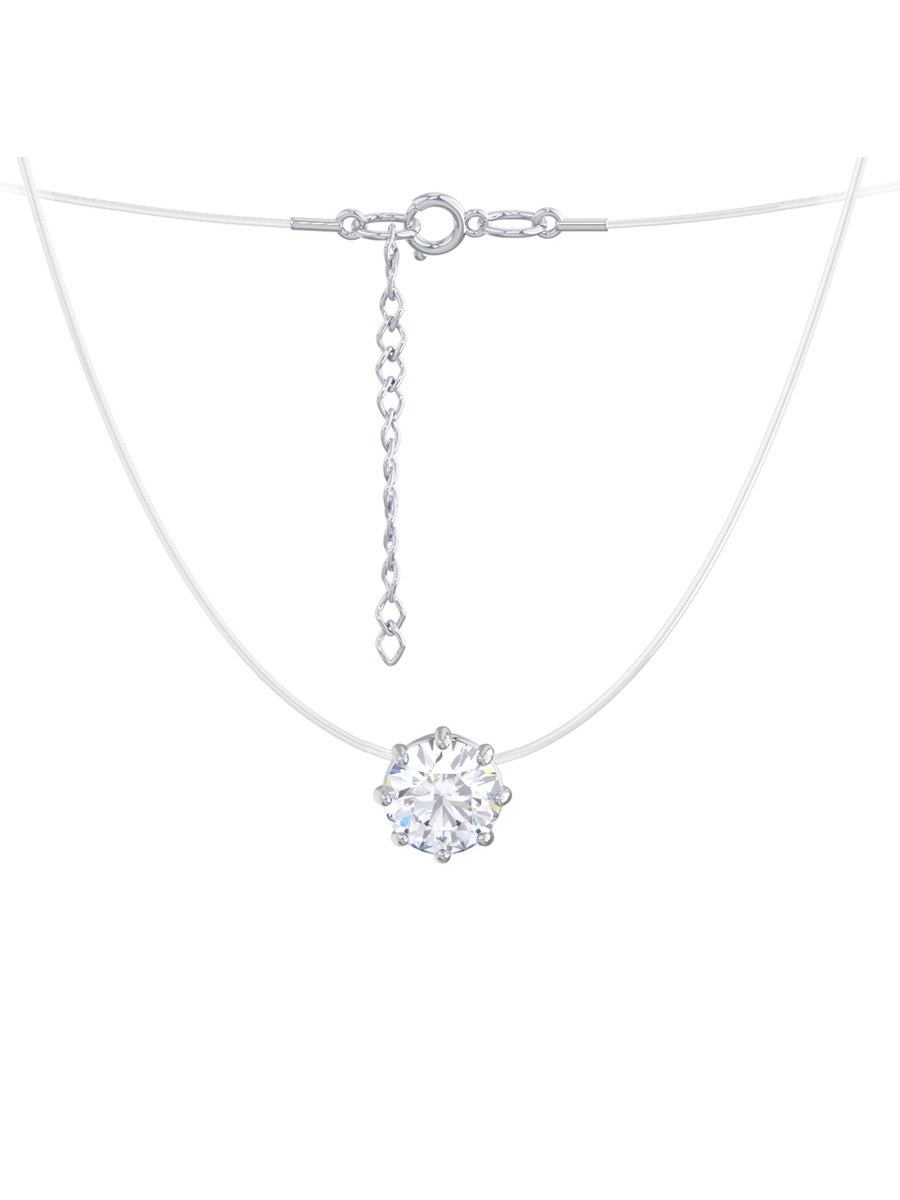 Колье на леске серебряное 925 с фианитом