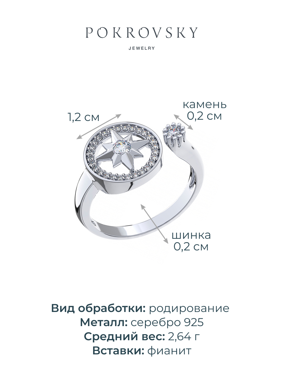 Кольцо серебряное 925 с фианитами