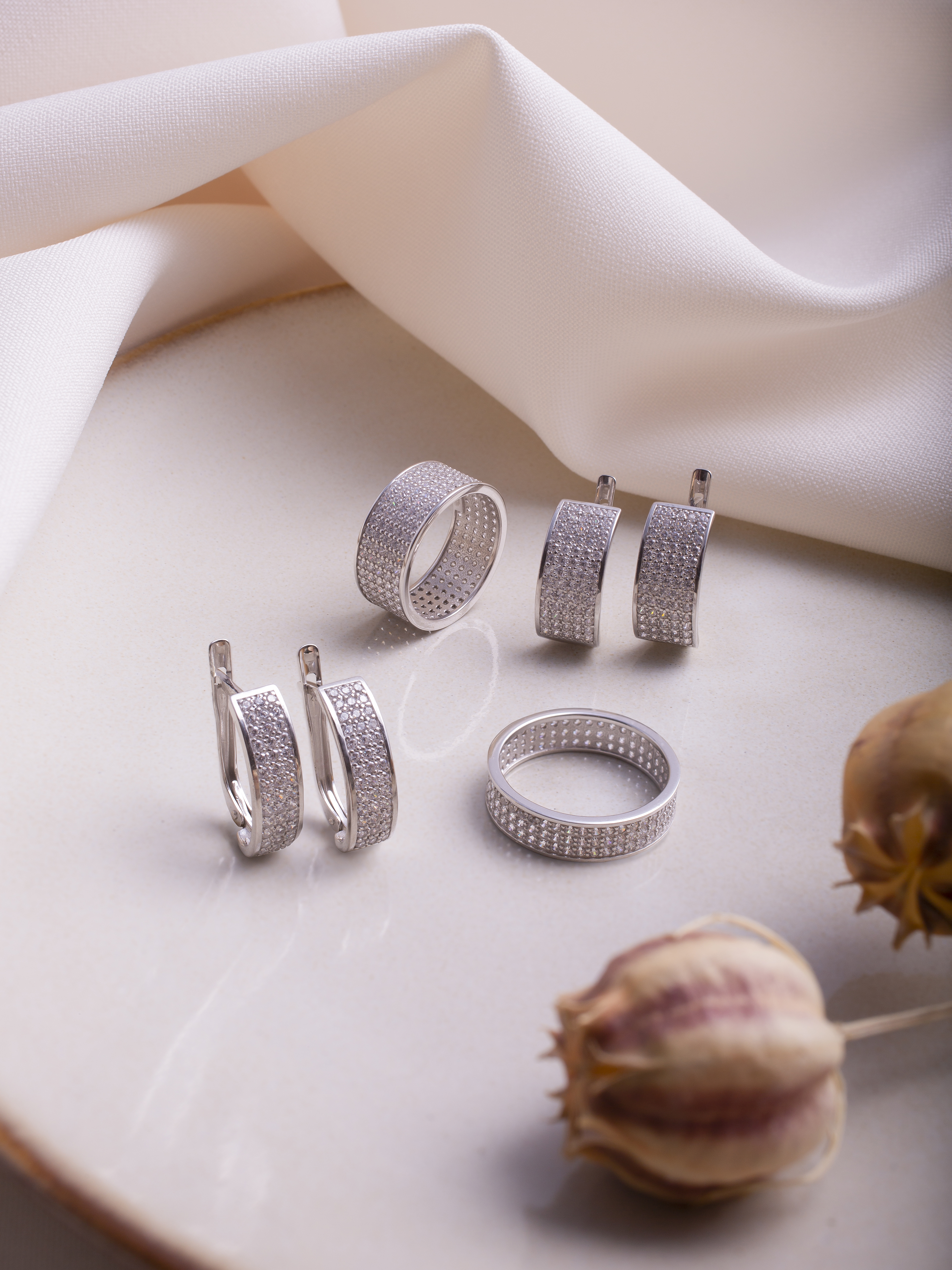 Серьги серебряные 925 с фианитами 