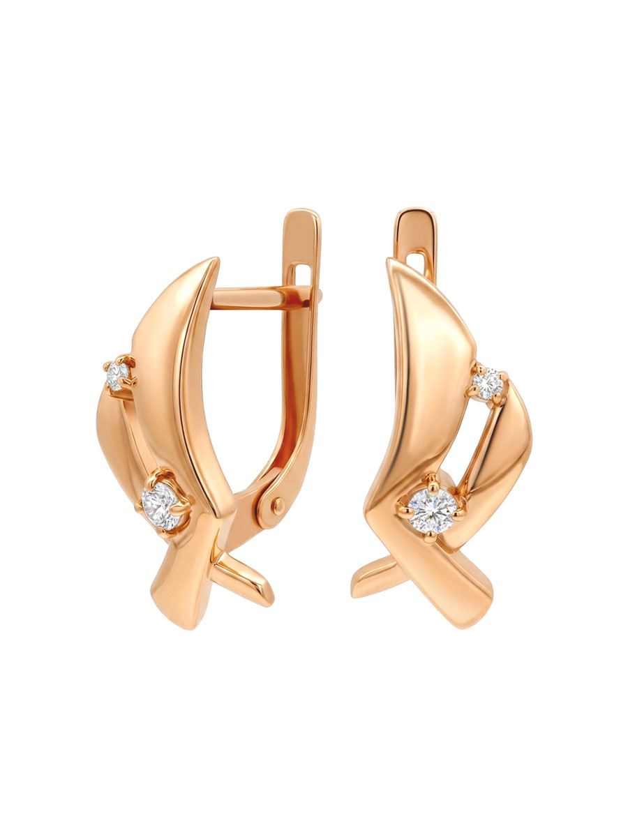 Серьги золотые 585 с топазом и бриллиантом 