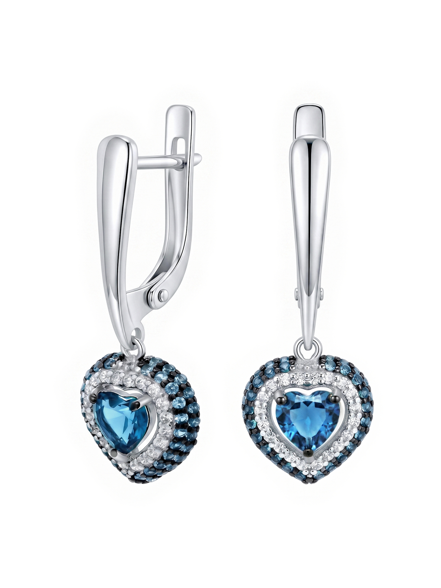 Серьги подвески сердце серебряные 925